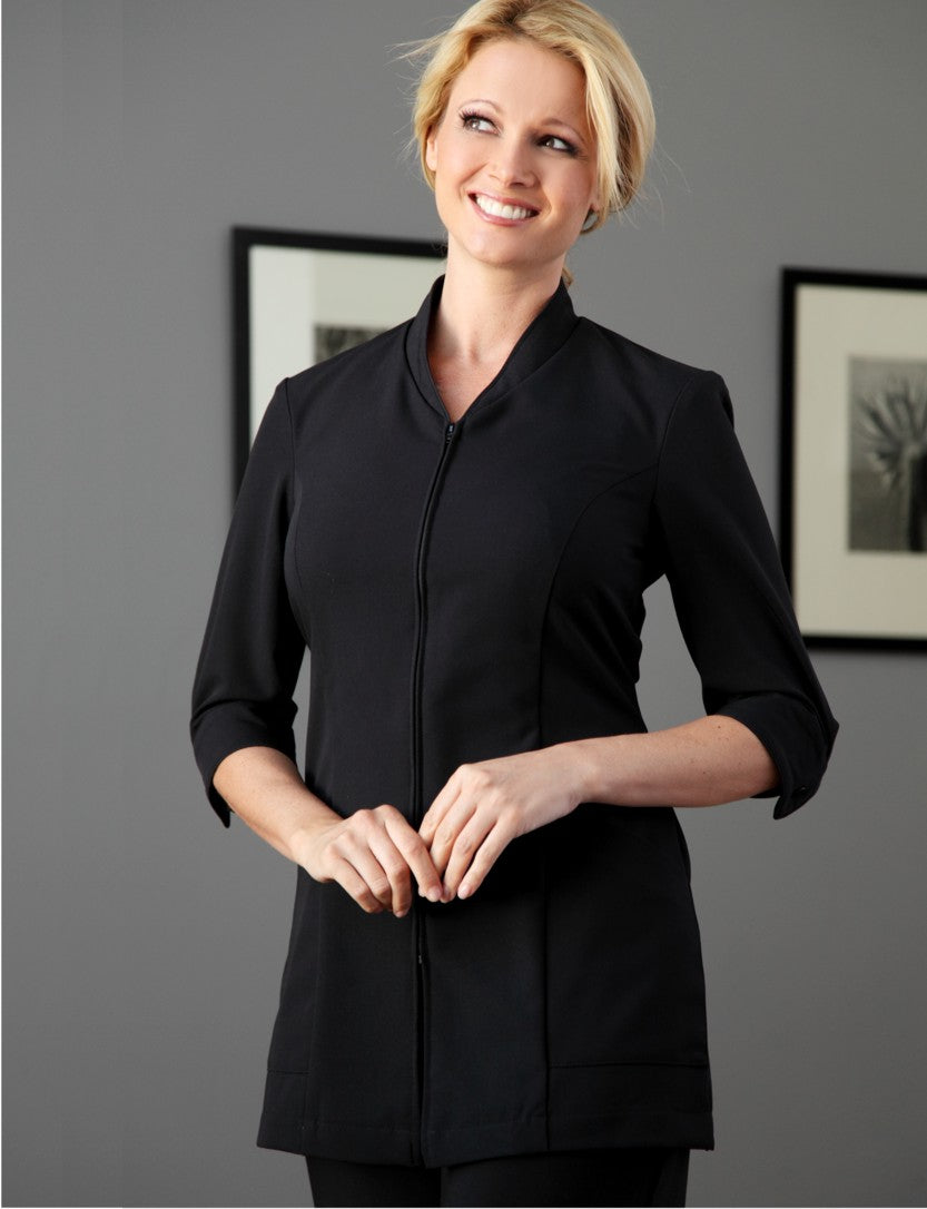 Ladies Pravia Jacket 3/4 Sleeve #7417E - Black with Black Piping