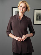 Ladies Pravia Jacket 3/4 Sleeve #7417E - Chocolate with Chocolate Piping
